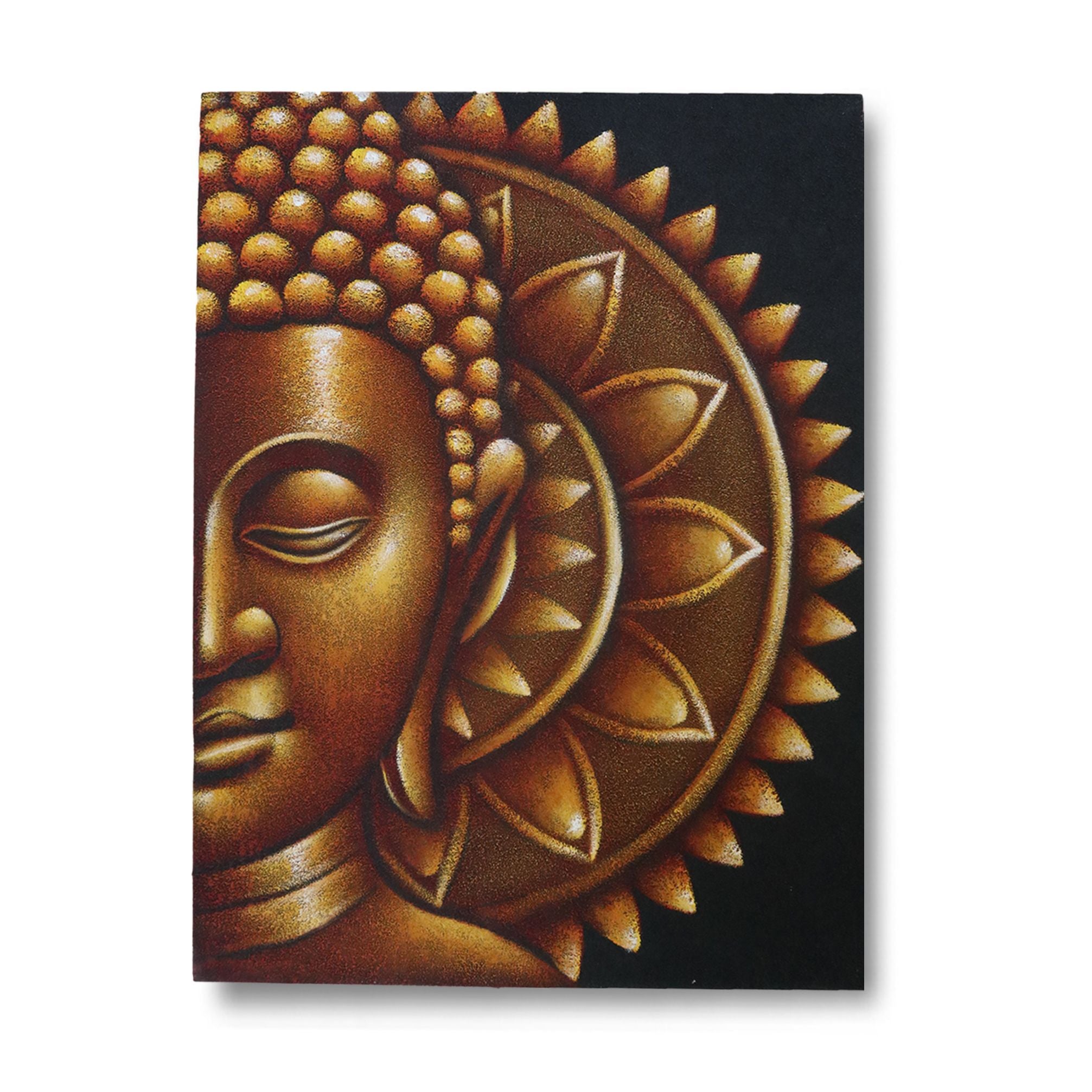 Mandala demi-Bouddha doré 60x80cm