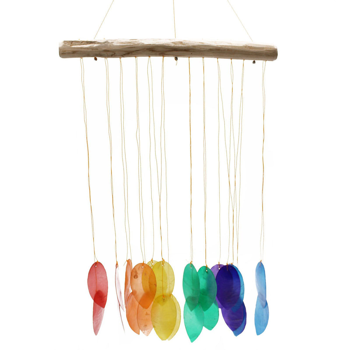 Carillon éolien en bois - Grandes feuilles arc-en-ciel