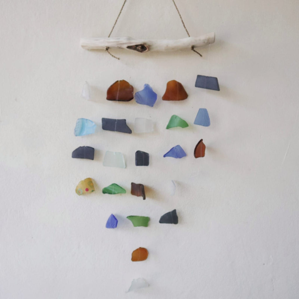 Carillon éolien en verre recyclé - Cinq cordes - Multi