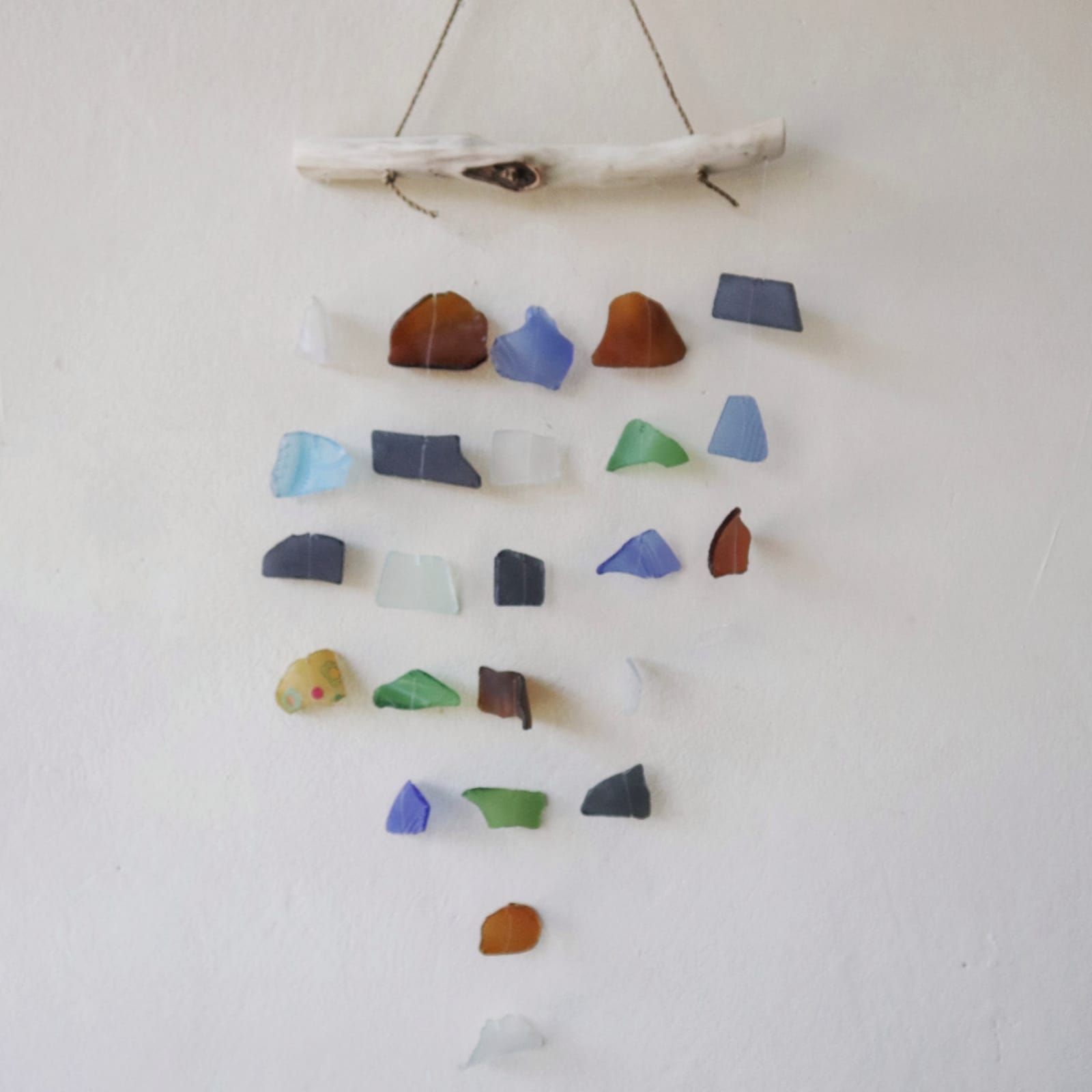 Carillon éolien en verre recyclé - Cinq cordes - Multi