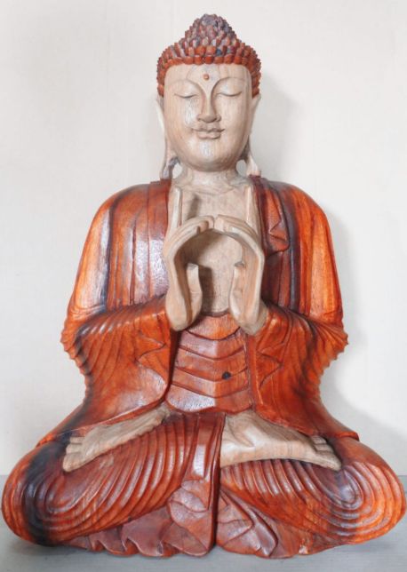 Statue de Bouddha sculptée à la main - 60 cm, deux mains