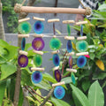 Carillon éolien en bois flotté - Vert et violet