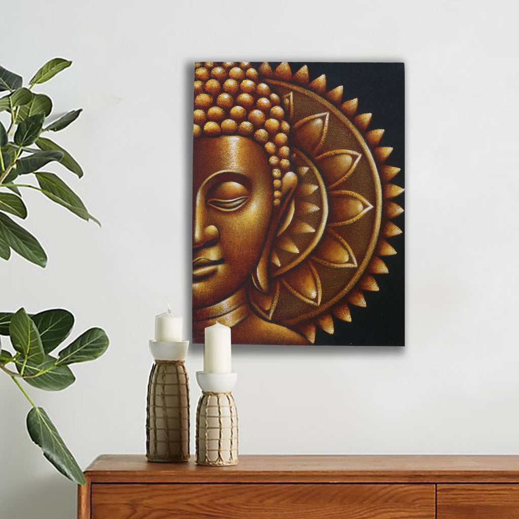 Mandala demi-Bouddha doré 60x80cm