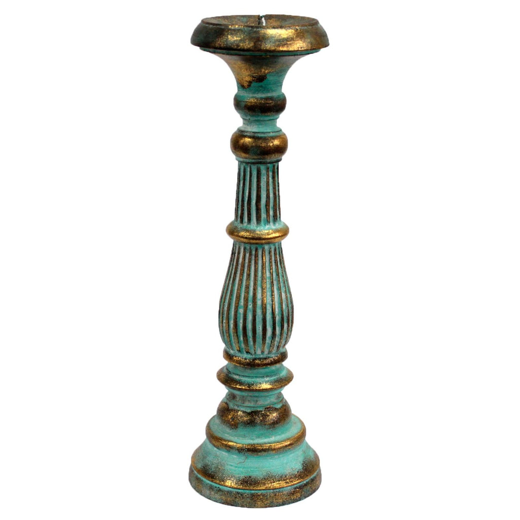 Grand bougeoir - Turquoise et or