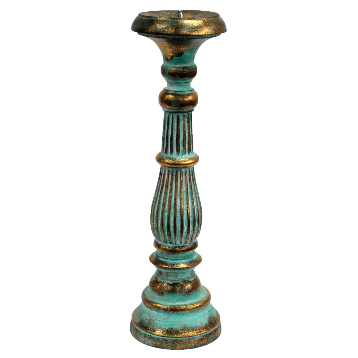 Grand bougeoir - Turquoise et or