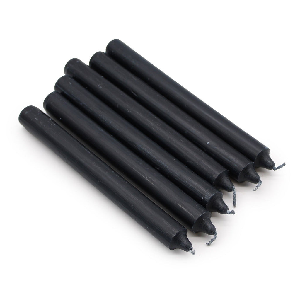 Bougies en vrac de couleur unie - Noir rustique - Lot de 10
