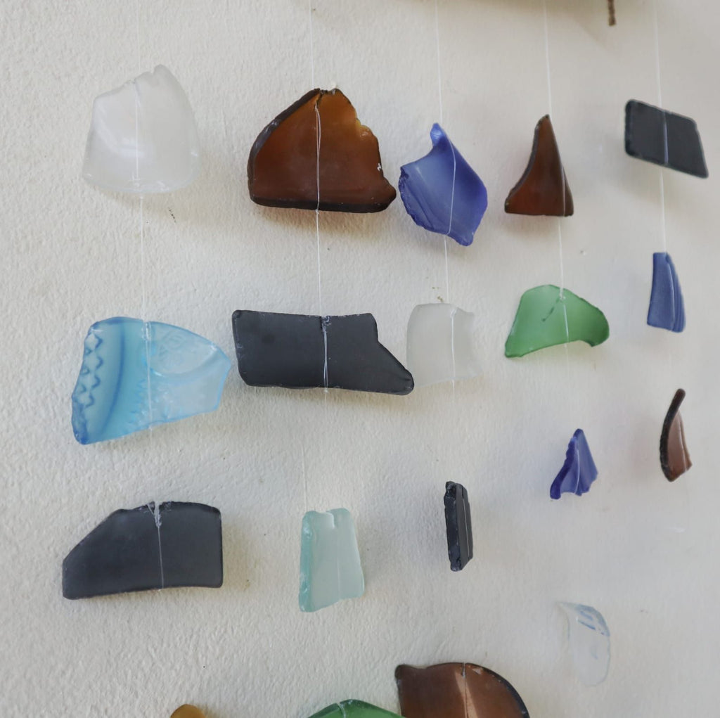 Carillon éolien en verre recyclé - Cinq cordes - Multi