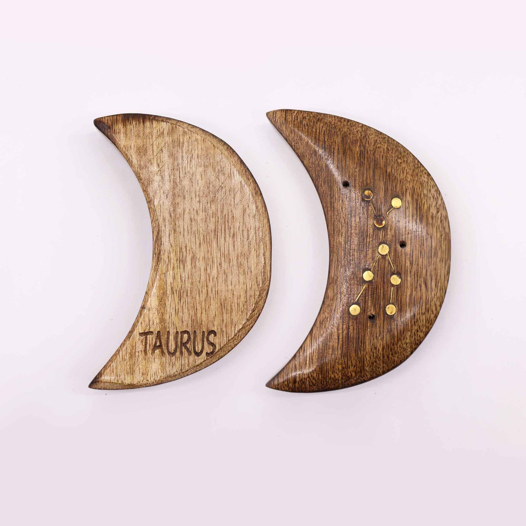 Brûleur d'encens en laiton gravé, signe du zodiaque - Lune