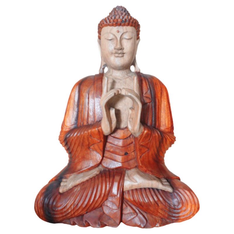 Statue de Bouddha sculptée à la main - 60 cm, deux mains