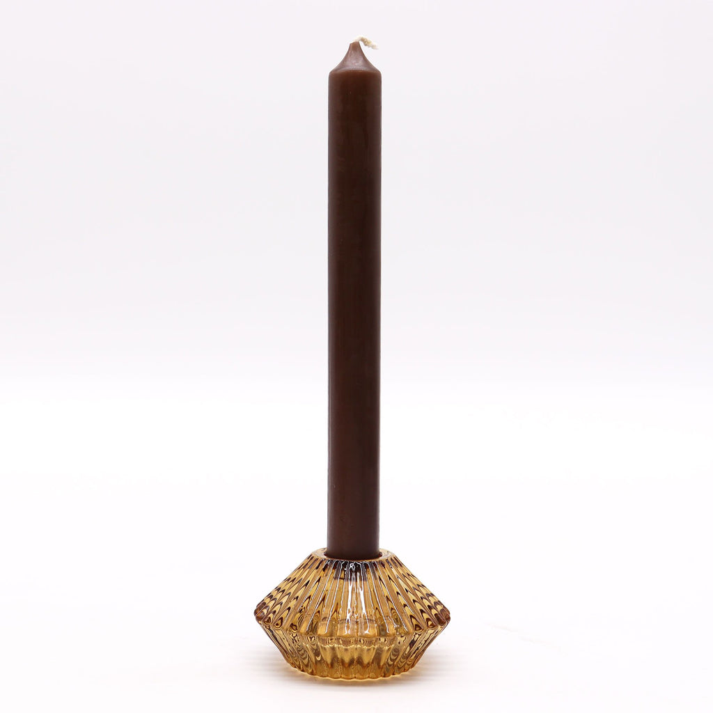 Bougeoir réversible à motif floral pour bougie de table/thé - Ambre