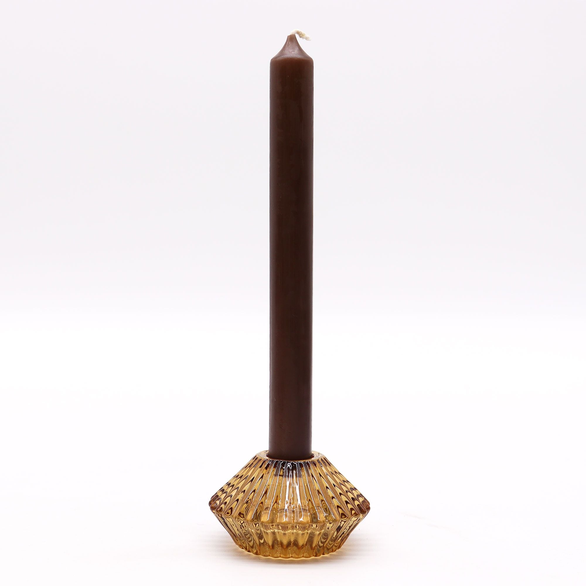 Bougeoir réversible à motif floral pour bougie de table/thé - Ambre