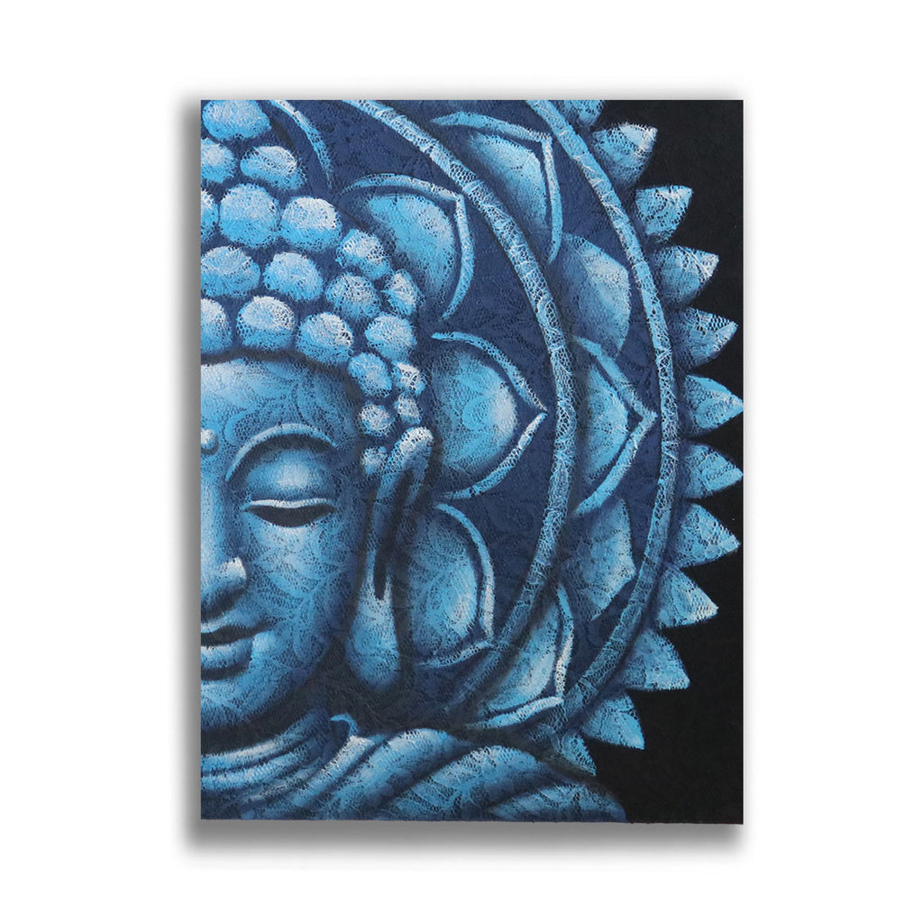 Mandala Bouddha bleu moyen 60x80cm