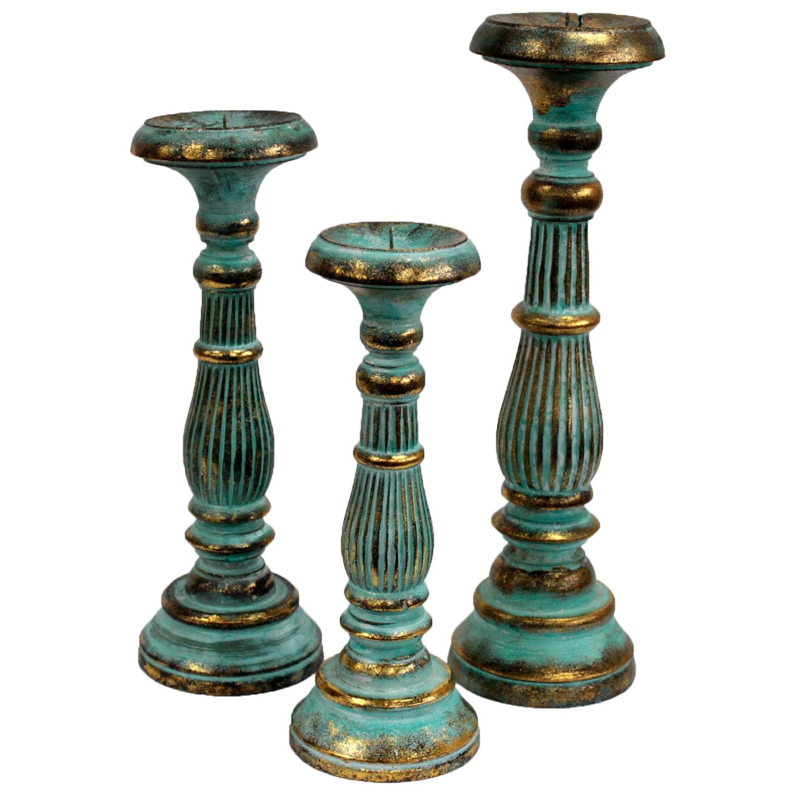 Grand bougeoir - Turquoise et or